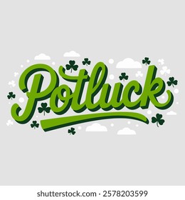 Potluck text of saint patrick day vector typography transparent background