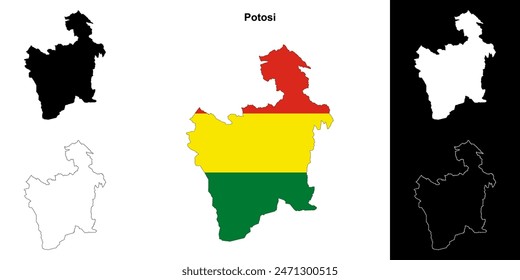 Potosi department outline map set