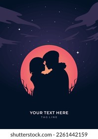 potrait background romantic couple silhouette 