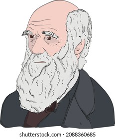 Potrait Charles Darwin Simple art illustration.