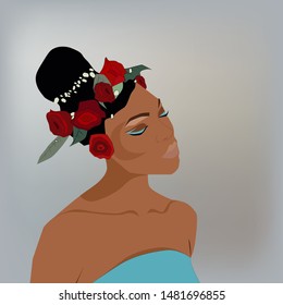 potrait of girl with roses