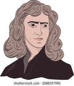 Potrait Isaac Newton Simple art illustration