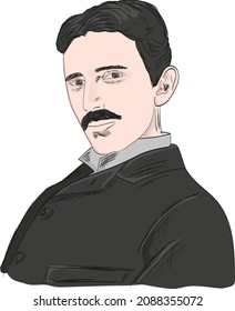 Dibujo de arte simple Nikola Tesla.