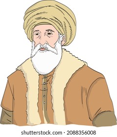 Potrait Akşemseddin Simple art illustration