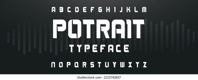 POTRAIT Sports minimal tech font letter set. Luxury vector typeface for company. Modern gaming fonts logo design.