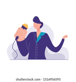 Potret Handsome Attractive Singer vector illustration