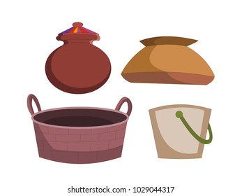 Pots and Buckets - Cartoon Vector Image