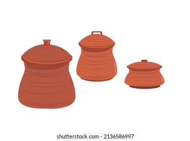 Pots in different shapes and sizes. Editable Clip Art.