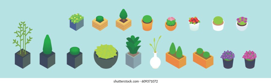 pots. flowers. Flat design graphics elements. Vector illustration