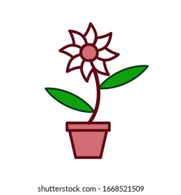 Pots and flowers icon vector design template