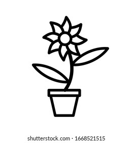 Plantilla de diseño vectorial de icono de ollas y flores