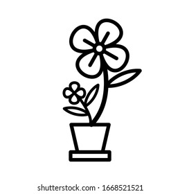 Pots and flowers icon vector design template