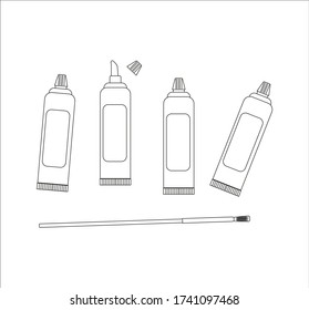 pots of oil paints. Illustrator for web and mobile design.