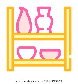 pots on shelf color icon vector. pots on shelf sign. isolated symbol illustration