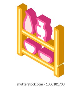 pots on shelf isometric icon vector. pots on shelf sign. isolated symbol illustration