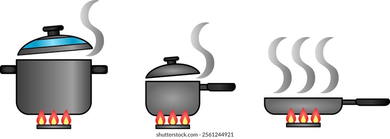 Pots and pans. Culinary tool vector.