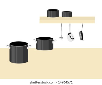 Pots and Pans is hand drawn original artwork. The vector file is in AI-EPS8 format.