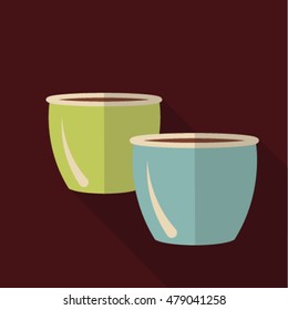 pots for plants flat icon vector illustrator