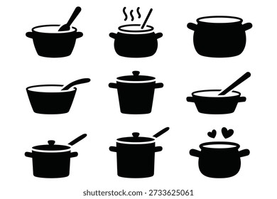 Ollas con cucharas y cocina de vapor