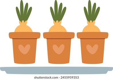Ollas Con Ilustración vectorial De Brotes