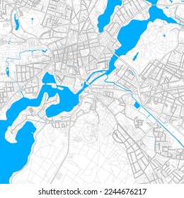 Potsdam, Brandenburg, Germany high resolution vector map with editable paths. Bright outlines for main roads. Use it for any printed and digital background. Blue shapes and lines for water.