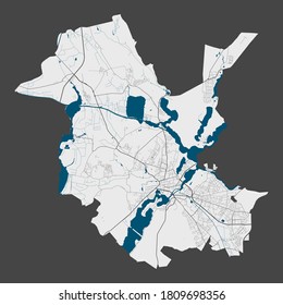 Potsdam map. Detailed map of Potsdam city administrative area. Royalty free vector illustration. Linear outline map with highways, streets, rivers. Tourist decorative street map.