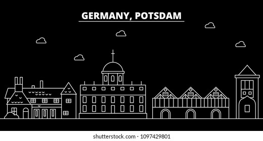 Potsdam silhouette skyline. Germany - Potsdam vector city, german linear architecture, buildings. Potsdam line travel illustration, landmarks. Germany flat icon, german outline design banner