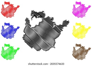 Potsdam-Mittelmark district (Federal Republic of Germany, rural district, State of Brandenburg) map vector illustration, scribble sketch Potsdam Mittelmark map