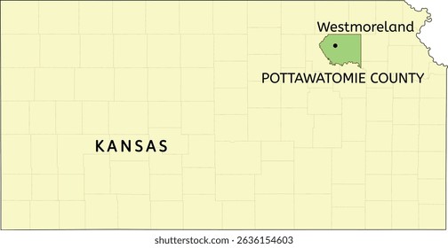 Pottawatomie County and city of Westmoreland location on Kansas state map