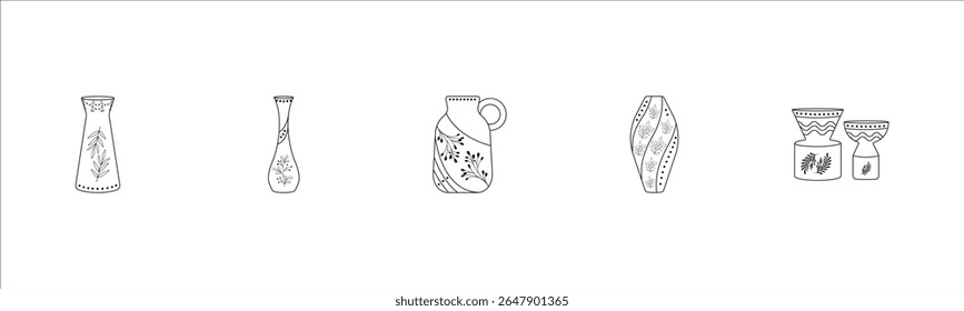 Potted Beauty Handcrafted Vessels with Leaf Motifs	