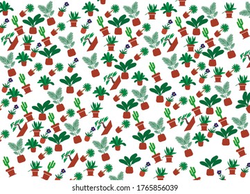 potted cactas plant pattern background