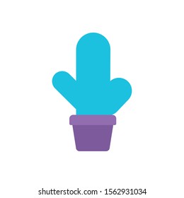 potted cactus decoration office flat icon design vector illustration
