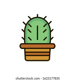 potted cactus desert plant nature drawing vector illustration