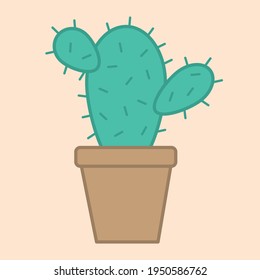Potted cactus design 4, part of a set. Terracota color palette.
