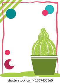 potted cactus greeting card template design vector illustration