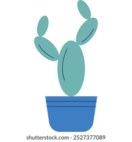 Potted cactus icon flat succulent flower vector