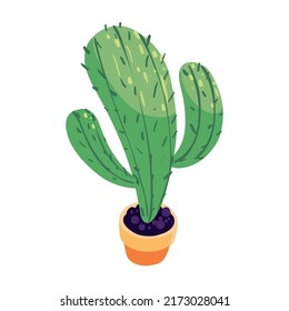 potted cactus icon isolated flat