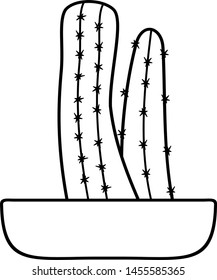Potted cactus icon in outline style