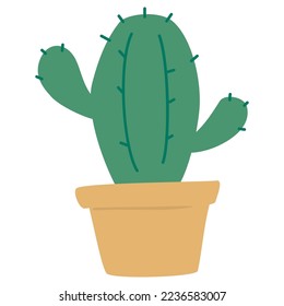 Potted cactus icon, vector hand drawn illustration