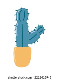 Potted Cactus Isolated Icon Flat