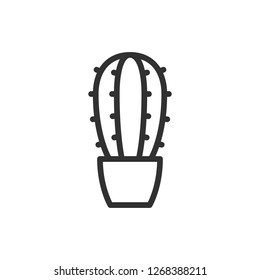 potted cactus. linear icon. Line with editable stroke
