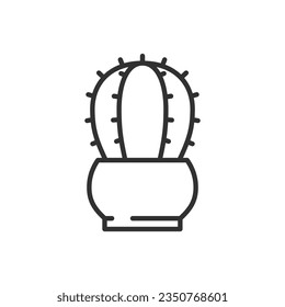 Kakteen, lineares Symbol. Linie mit bearbeitbarem Hub