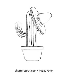 potted cactus and mexican hat decoration