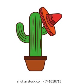 potted cactus and mexican hat decoration