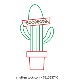 potted cactus and mexican hat decoration