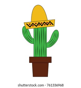 potted cactus and mexican hat decoration
