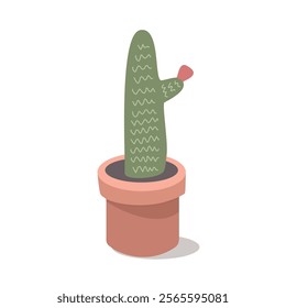 Potted cactus. Cactus with mini red flower. Desert plant. Desert flower. Thorn. Spike.