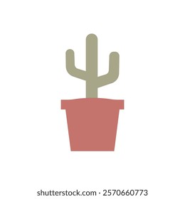 Potted cactus on white background suitable for home decor, gardening websites, and plant nurseries