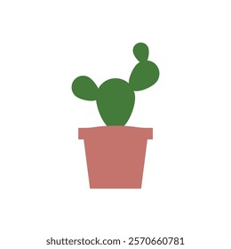 Potted cactus on white background suitable for home decor, gardening websites, and plant nurseries