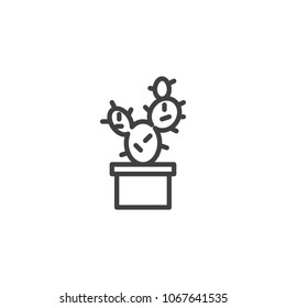 Potted cactus outline icon. linear style sign for mobile concept and web design. Houseplant simple line vector icon. Symbol, logo illustration. Pixel perfect vector graphics